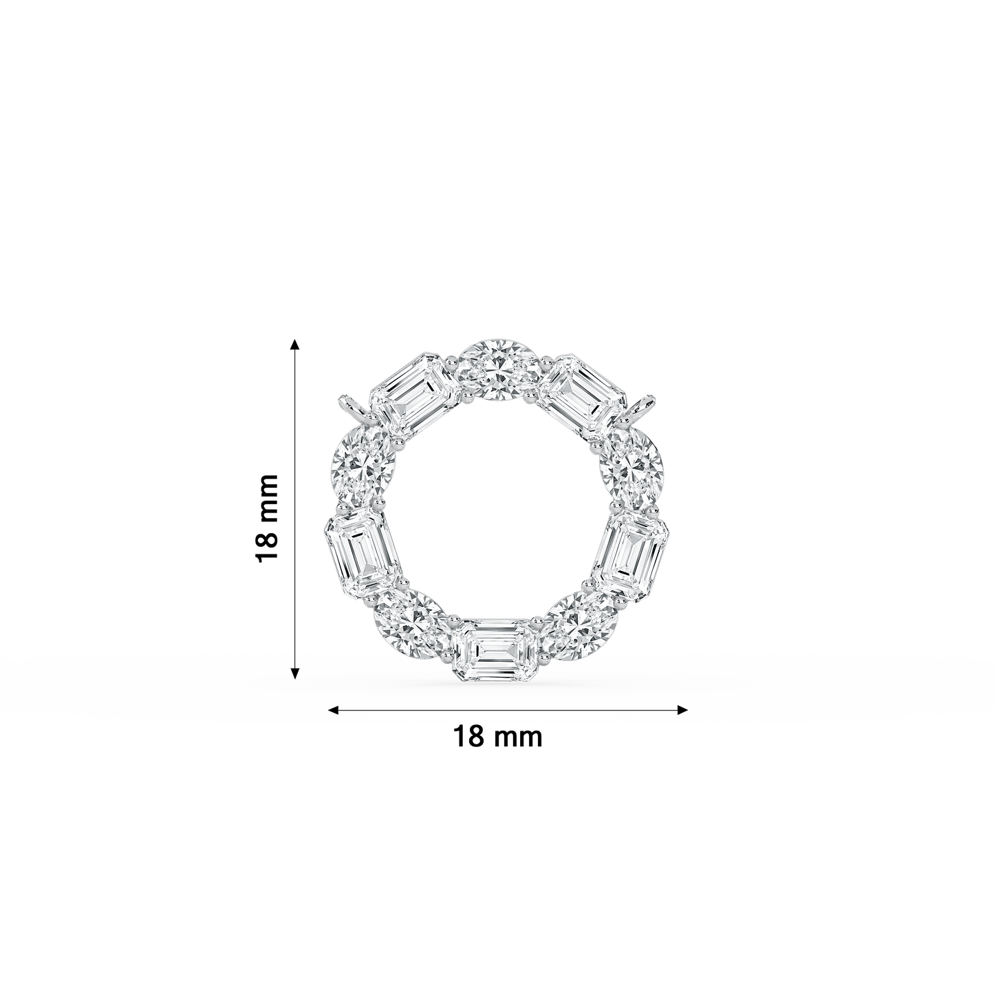 Kari – Alternating Oval and Emerald-Cut Diamond Circle Pendant