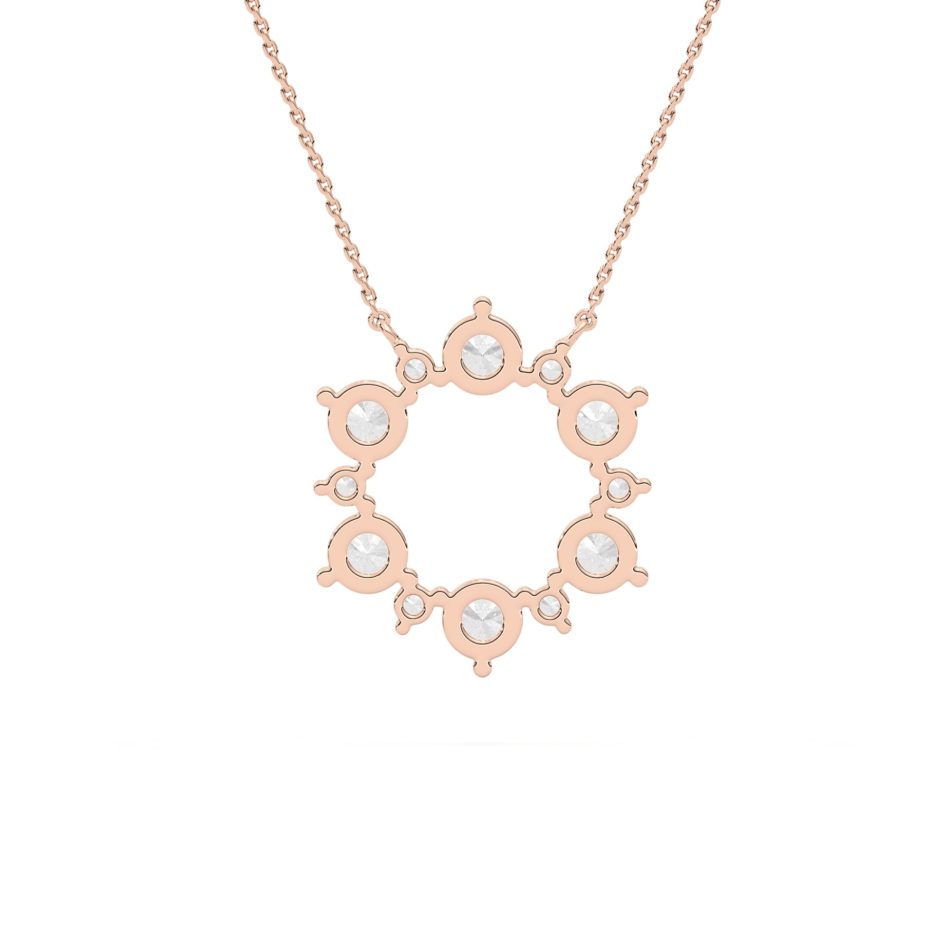 Kira round diamond circle pendant by Carat House Dubai featuring a sparkling diamond design on a sleek silver chain