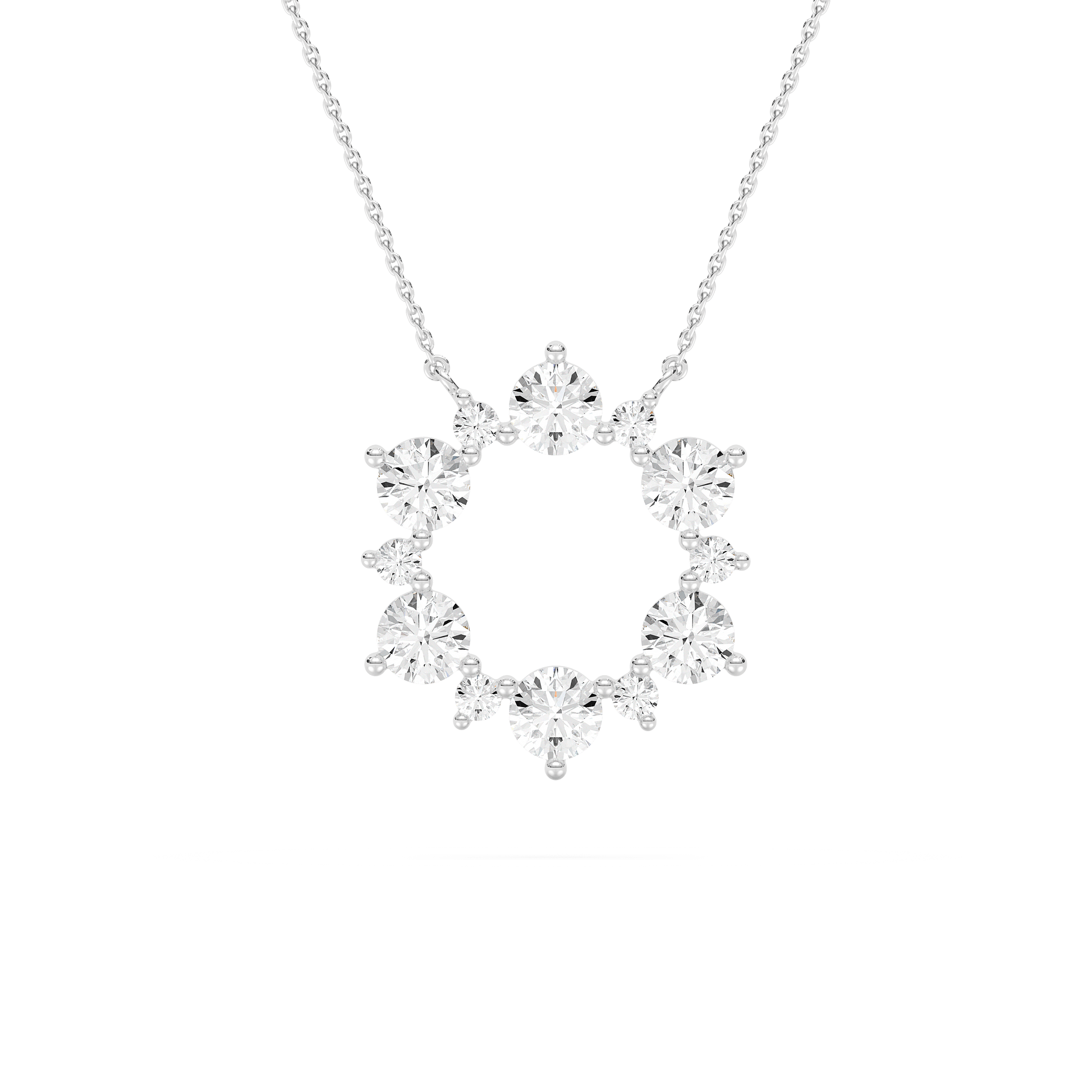 Kira – Round Diamond Circle Pendant — diamond pendant necklace — lab grown diamond and natural diamond — 18k white gold — Carat House