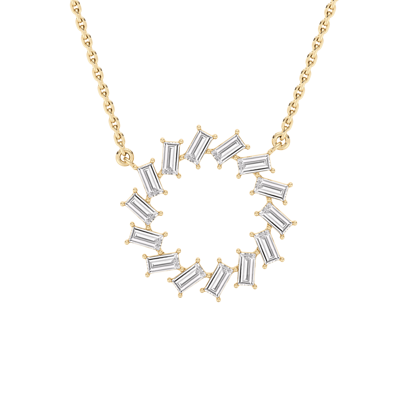 Kristin – Baguette Diamond Circle Pendant Necklace