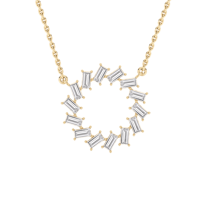 Kristin – Baguette Diamond Circle Pendant Necklace