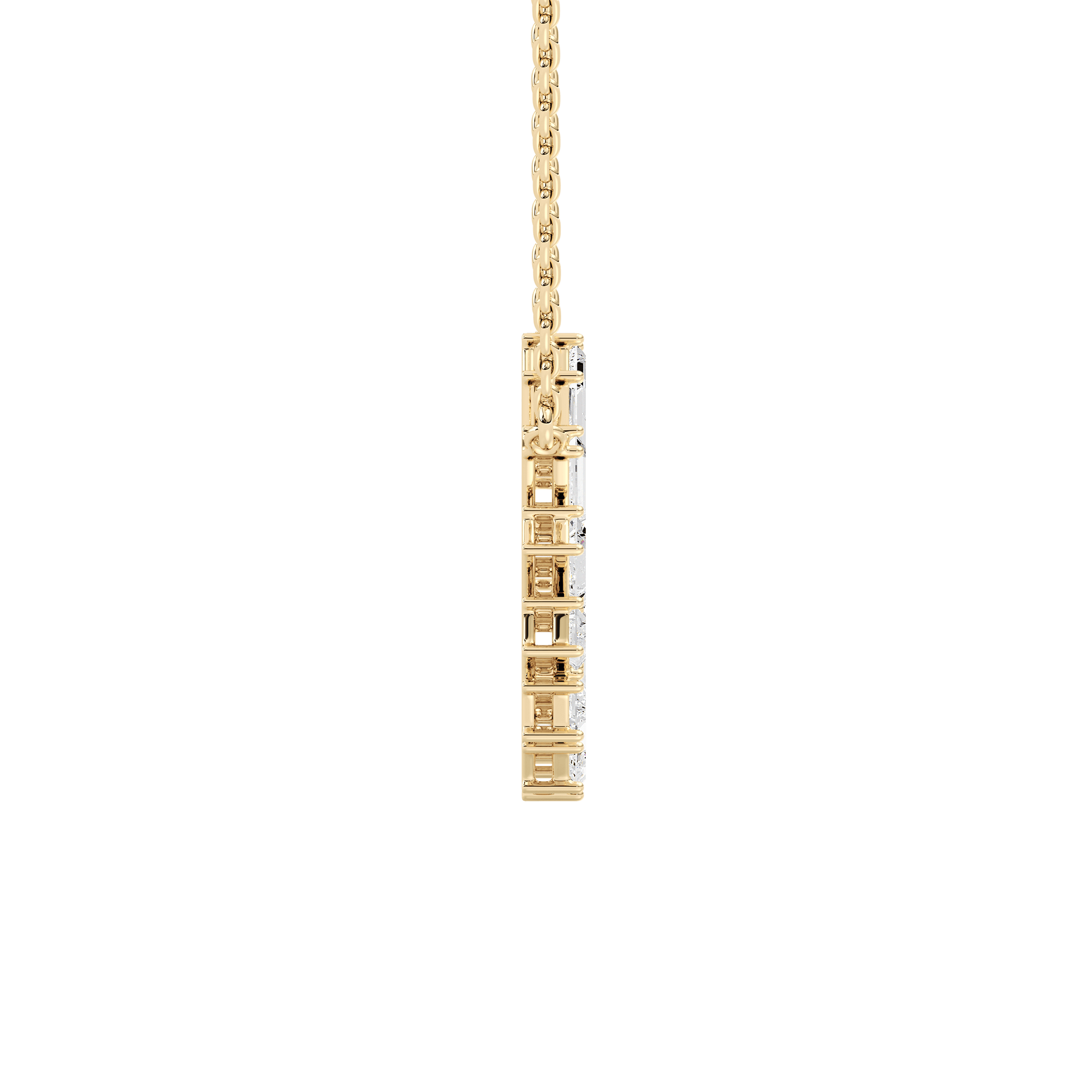 Kristin Baguette Diamond Circle Pendant Necklace by Carat House Dubai featuring a sleek gold chain and a circular diamond pendant.