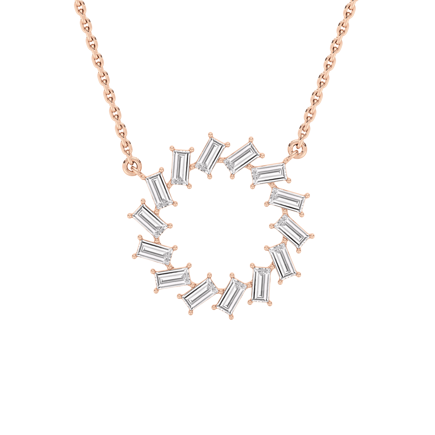 Kristin – Baguette Diamond Circle Pendant Necklace