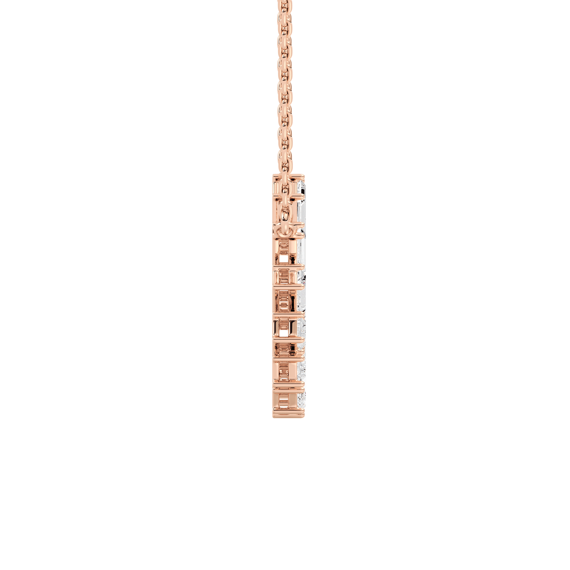 Kristin Baguette Diamond Circle Pendant Necklace by Carat House Dubai featuring a sleek gold chain with a diamond-encrusted circular pendant.