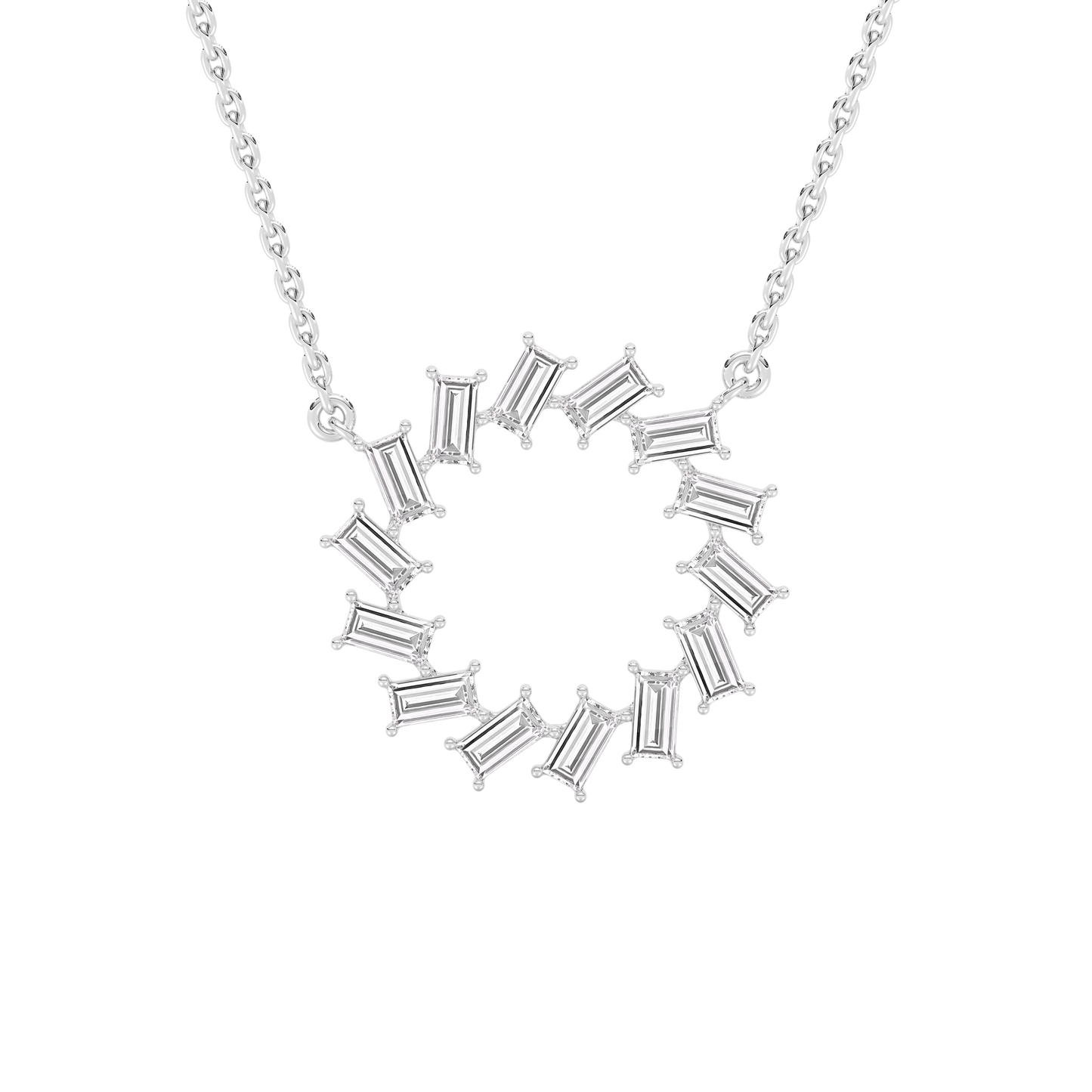 Kristin – Baguette Diamond Circle Pendant Necklace