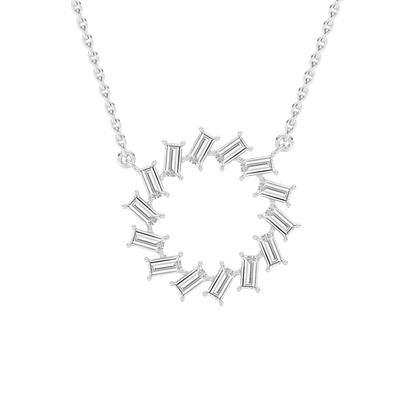 Kristin – Baguette Diamond Circle Pendant Necklace