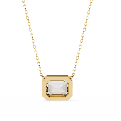 Dana – Bezel-Set Emerald-Cut Diamond Solitaire Pendant
