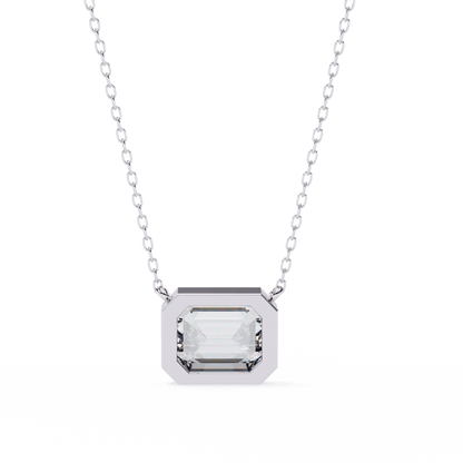 Dana – Bezel-Set Emerald-Cut Diamond Solitaire Pendant