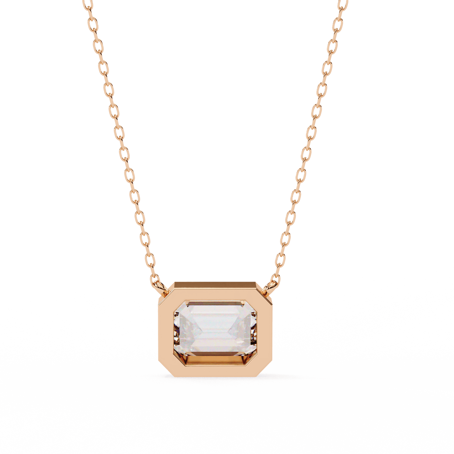 Dana – Bezel-Set Emerald-Cut Diamond Solitaire Pendant