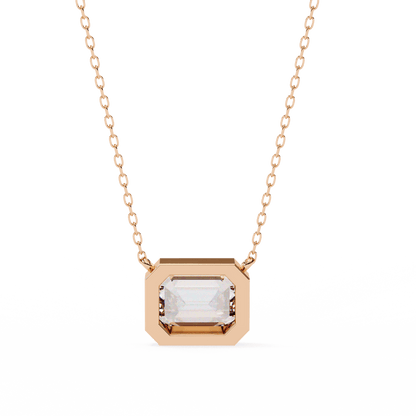 Dana – Bezel-Set Emerald-Cut Diamond Solitaire Pendant