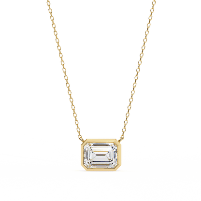 Dana – Bezel-Set Emerald-Cut Diamond Solitaire Pendant