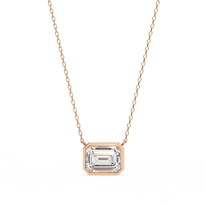 Dana – Bezel-Set Emerald-Cut Diamond Solitaire Pendant