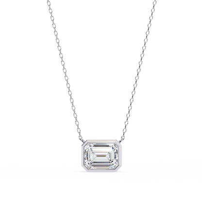 Dana – Bezel-Set Emerald-Cut Diamond Solitaire Pendant