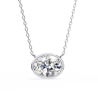 Darlene – Bezel-Set Oval-Cut Diamond Solitaire Pendant