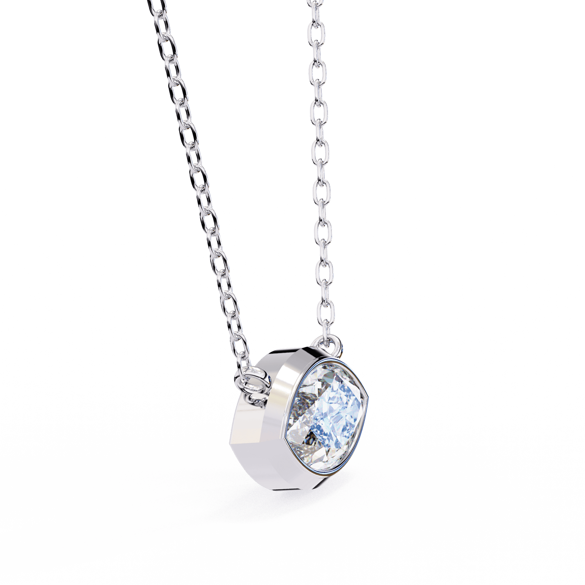 Bezel-set marquise diamond pendant from Carat House Dubai featuring a solitaire diamond on a delicate chain.