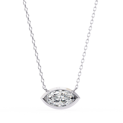Erika - Bezel-Set Marquise Solitaire Diamond Pendant
