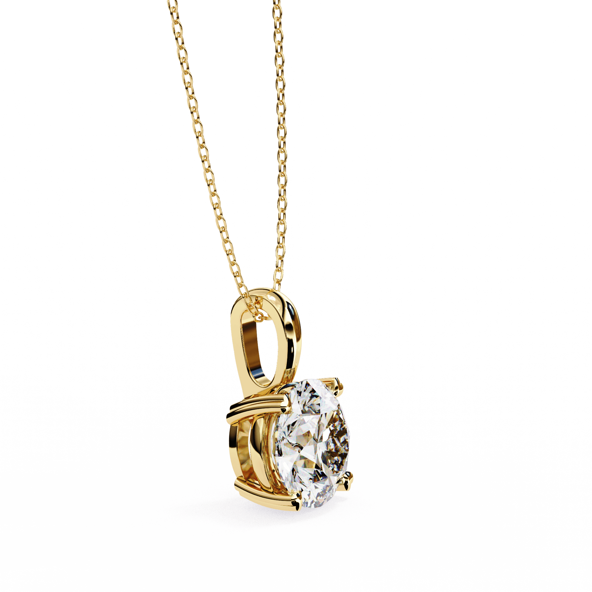 Gloria heart-prong round diamond pendant by Carat House Dubai, featuring a sparkling diamond set in a delicate gold pendant.