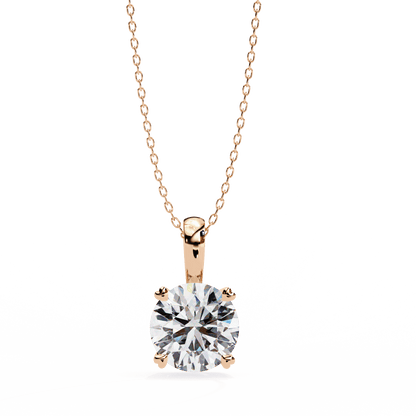 Gloria – Heart-Prong Round Diamond Pendant