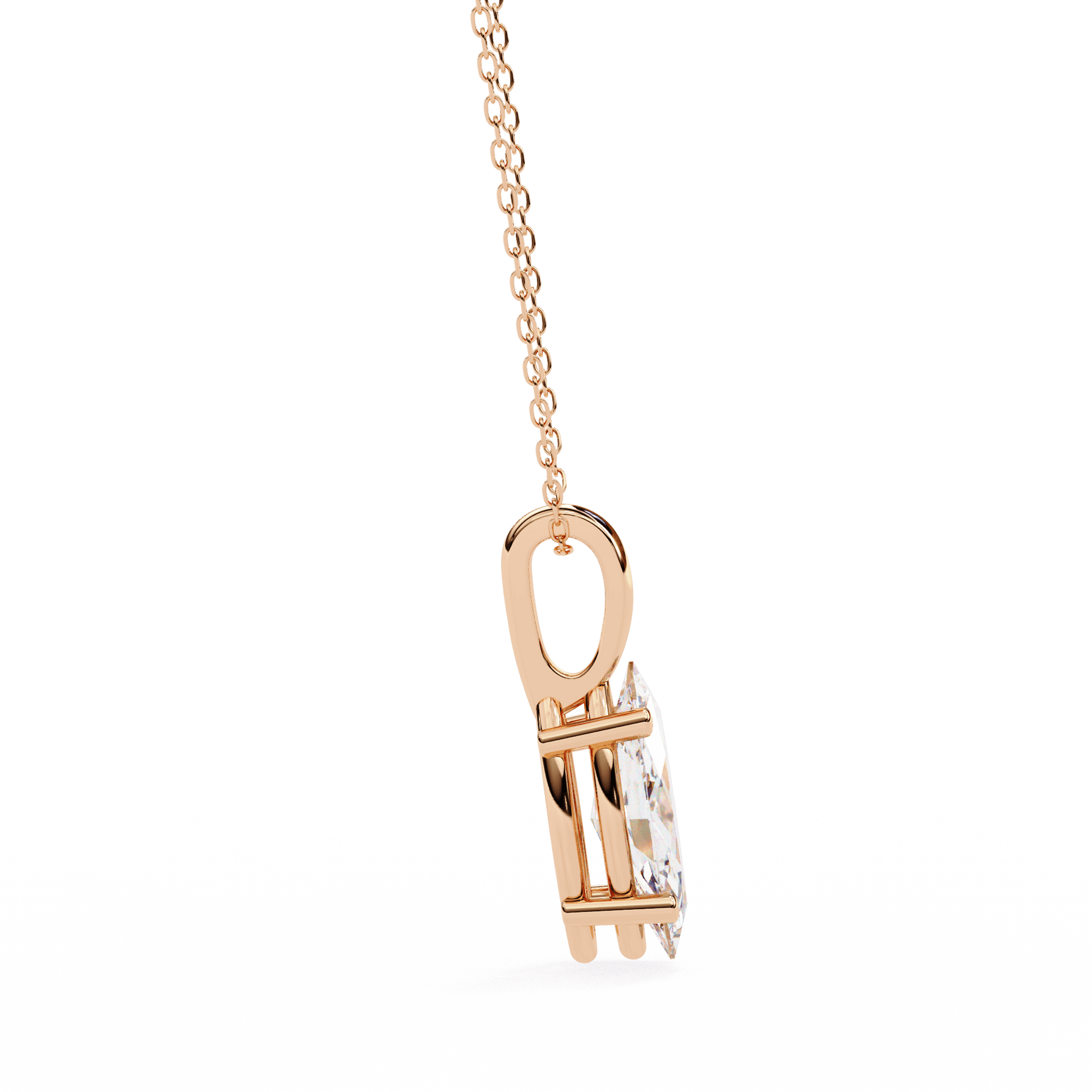 Marquise-cut solitaire pendant by Carat House Dubai featuring a sparkling gemstone on a delicate chain.