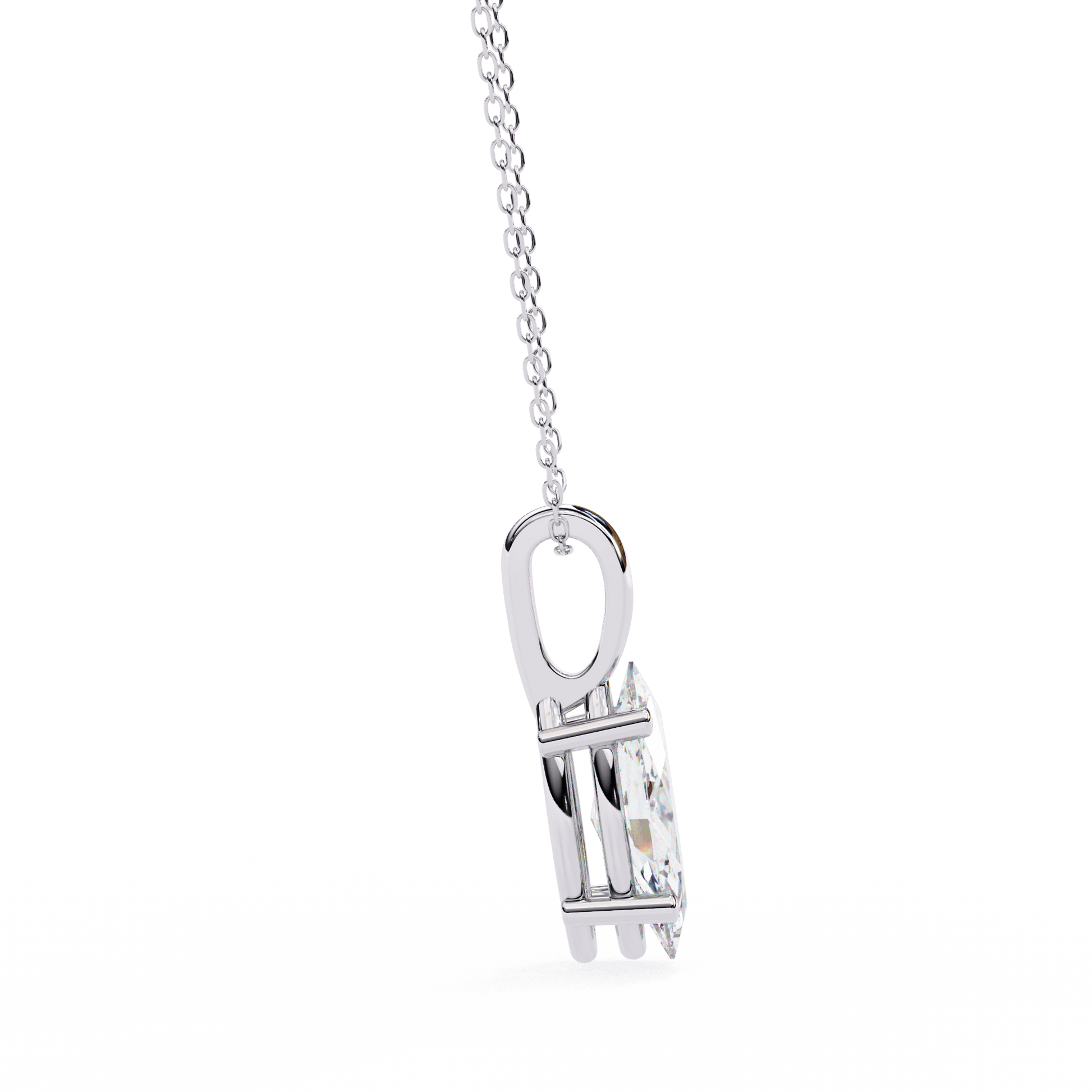 Marquise-cut solitaire pendant by Carat House Dubai featuring a sparkling central gemstone on a delicate chain.