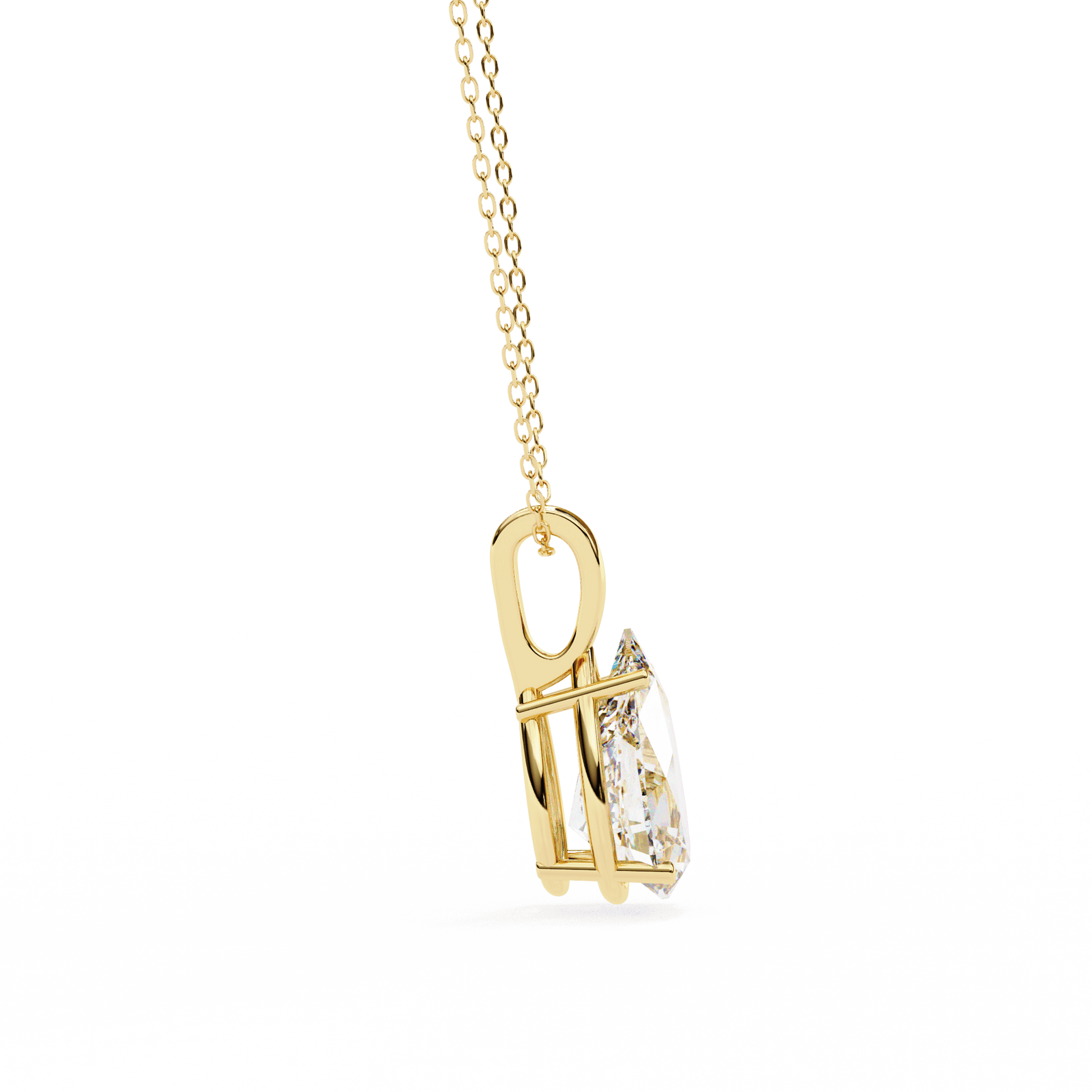 Irina pear-cut solitaire pendant by Carat House Dubai featuring a sparkling pear-shaped gemstone on a delicate chain.