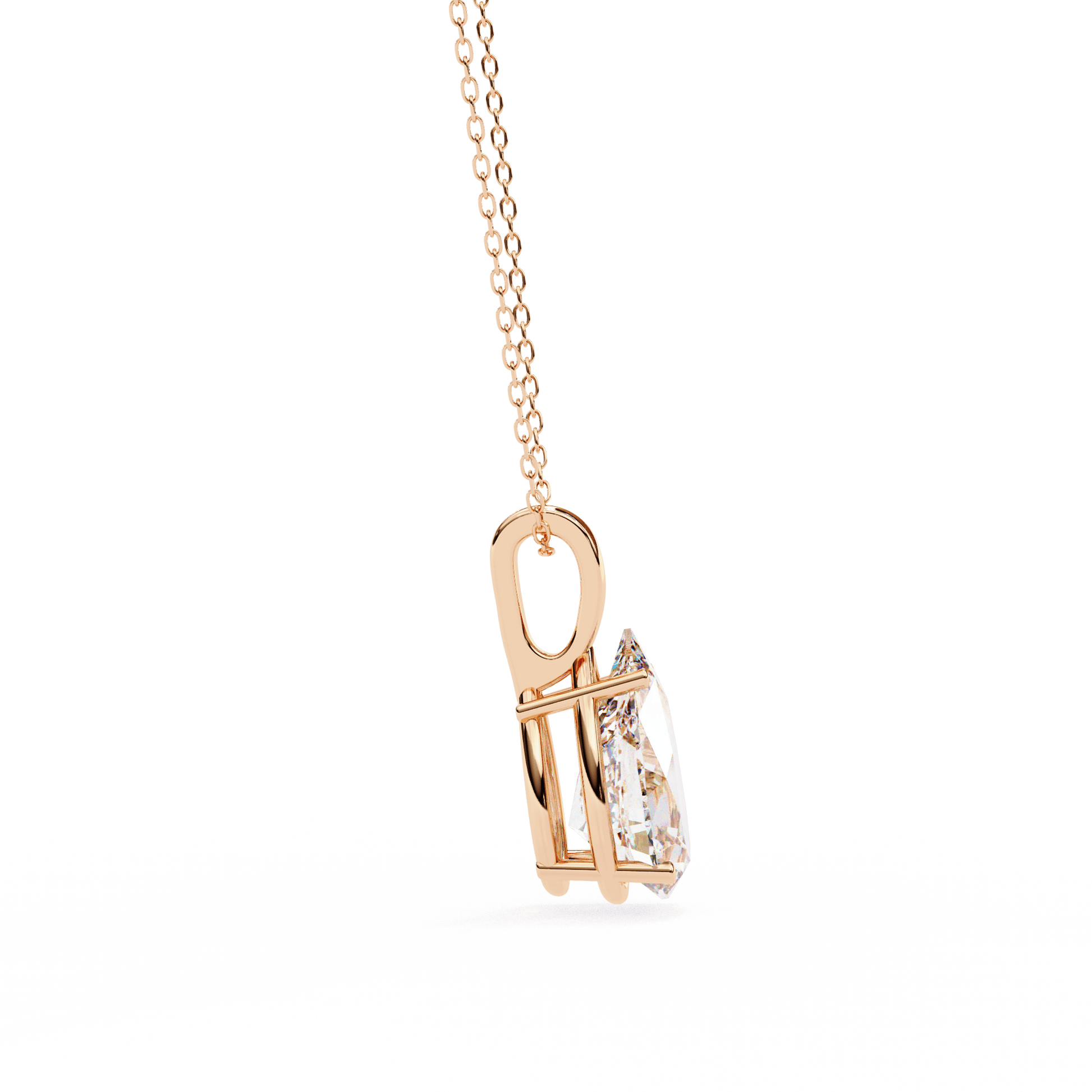 Pear-cut solitaire pendant named Irina featuring a sparkling gemstone, crafted by Carat House Dubai.