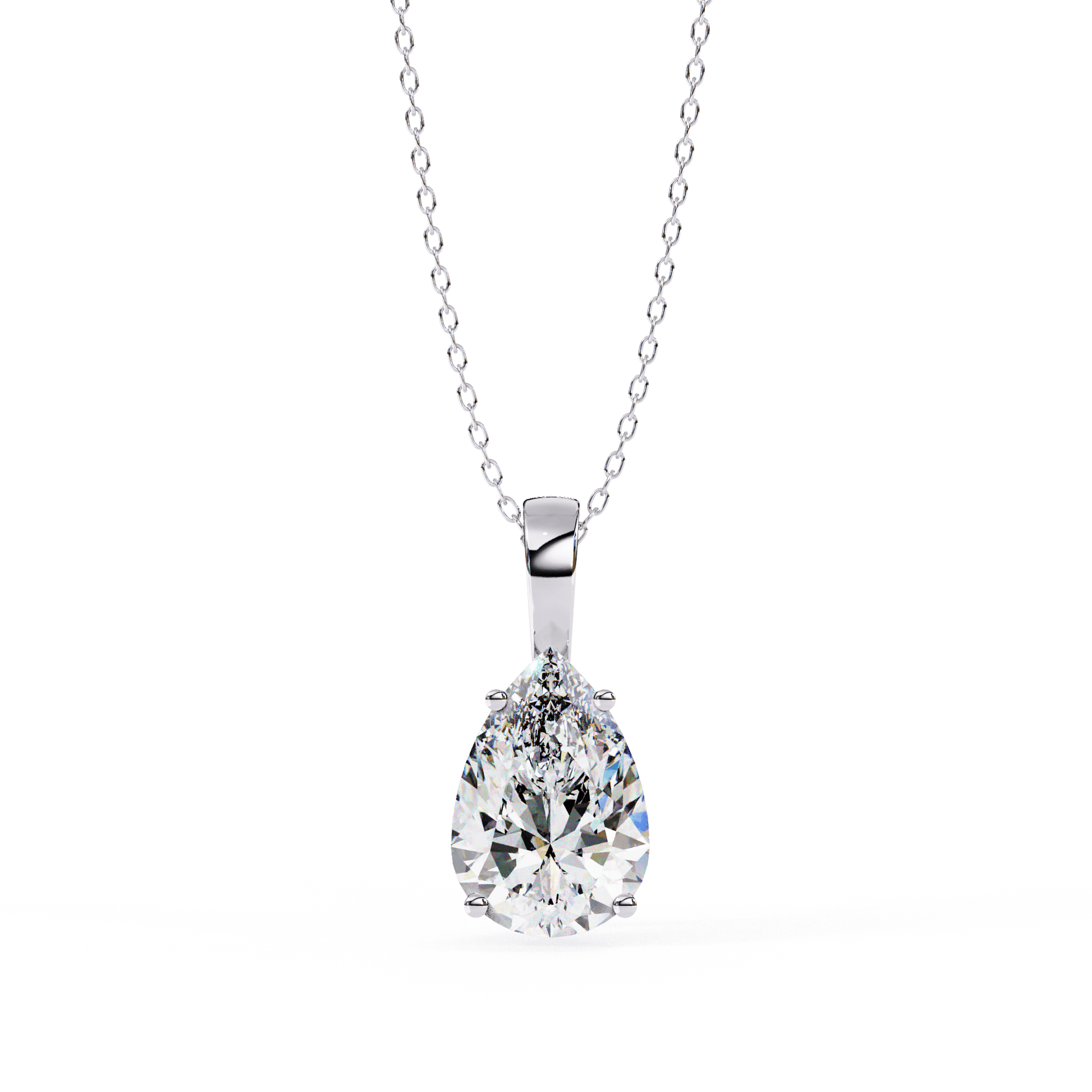 Irina - Pear-Cut Solitaire Pendant — diamond pendant necklace — lab grown diamond and natural diamond — 18k white gold — Carat House