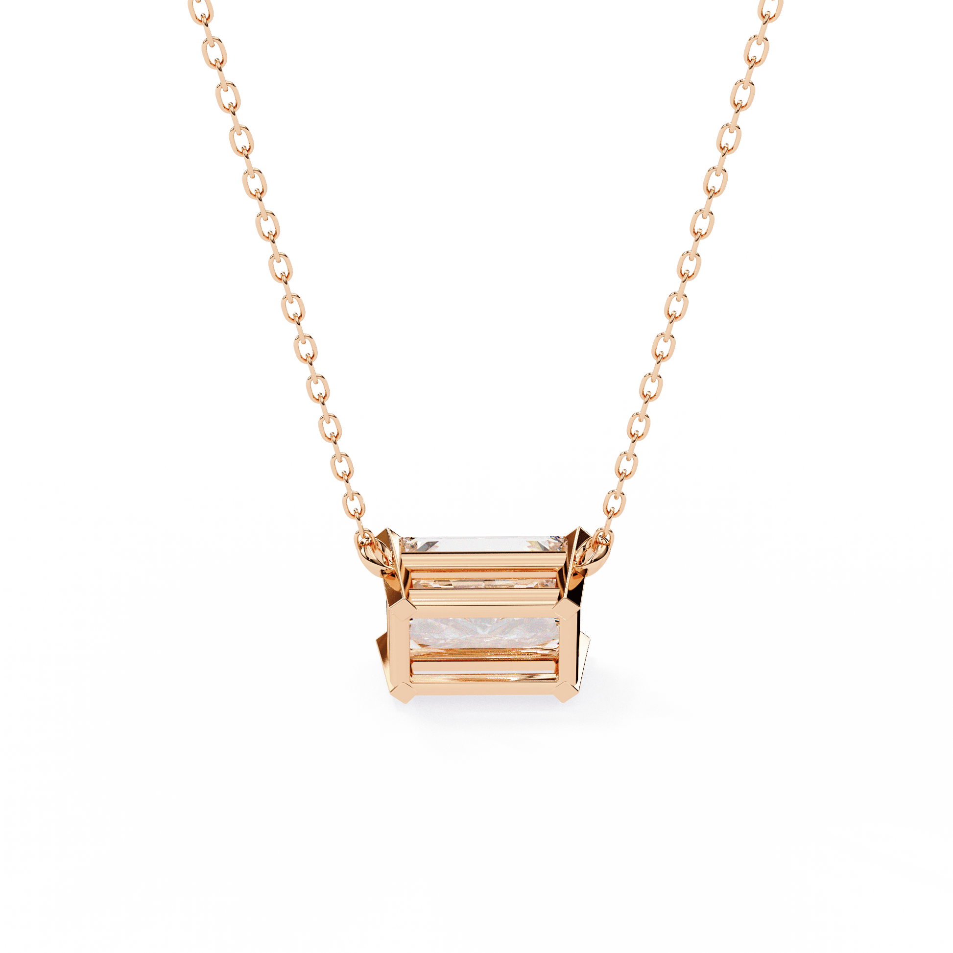 Radiant-cut solitaire pendant by Carat House Dubai featuring a sparkling gemstone on a delicate chain.