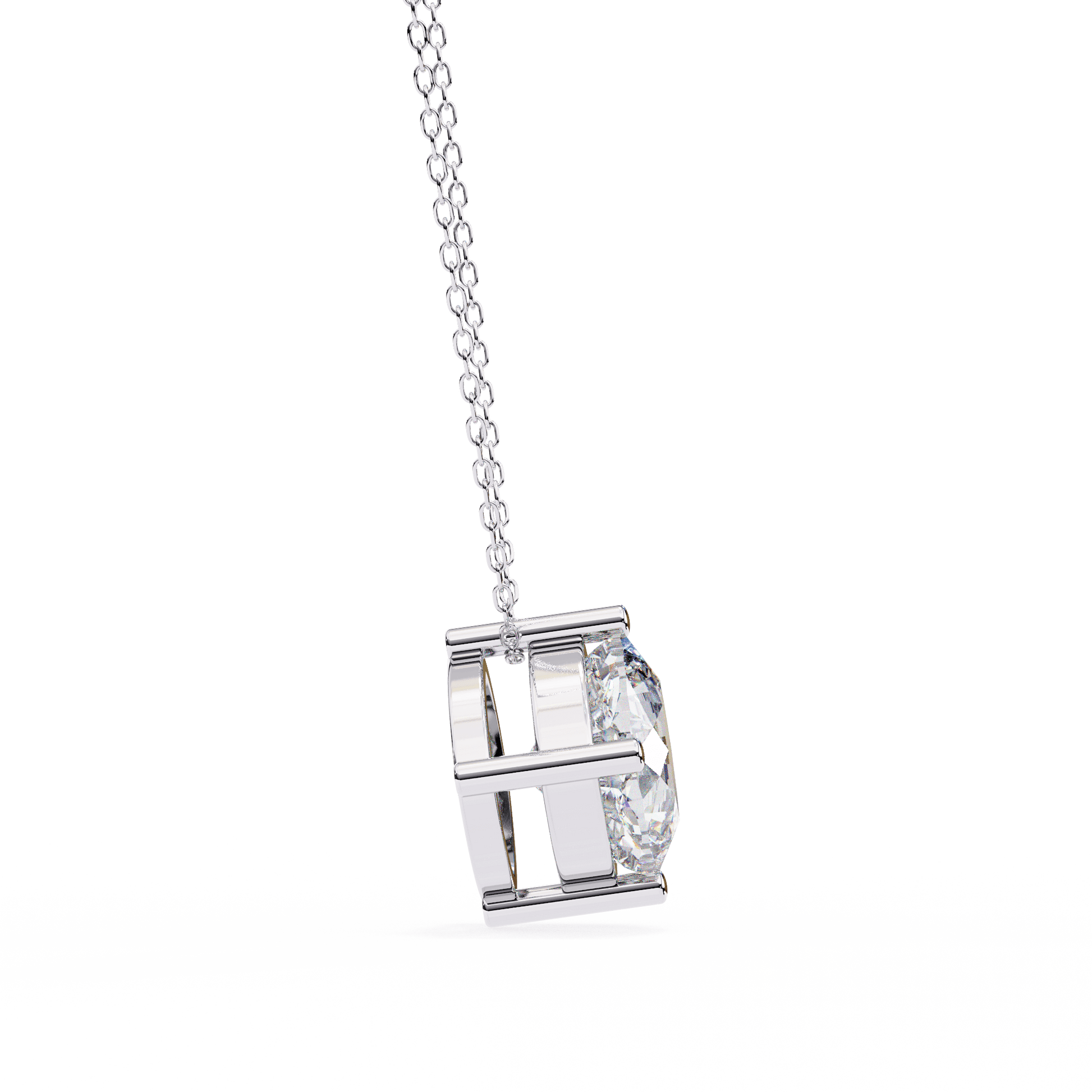 Julia basket set cushion solitaire pendant by Carat House Dubai, featuring a sparkling cushion-cut diamond on a delicate chain.