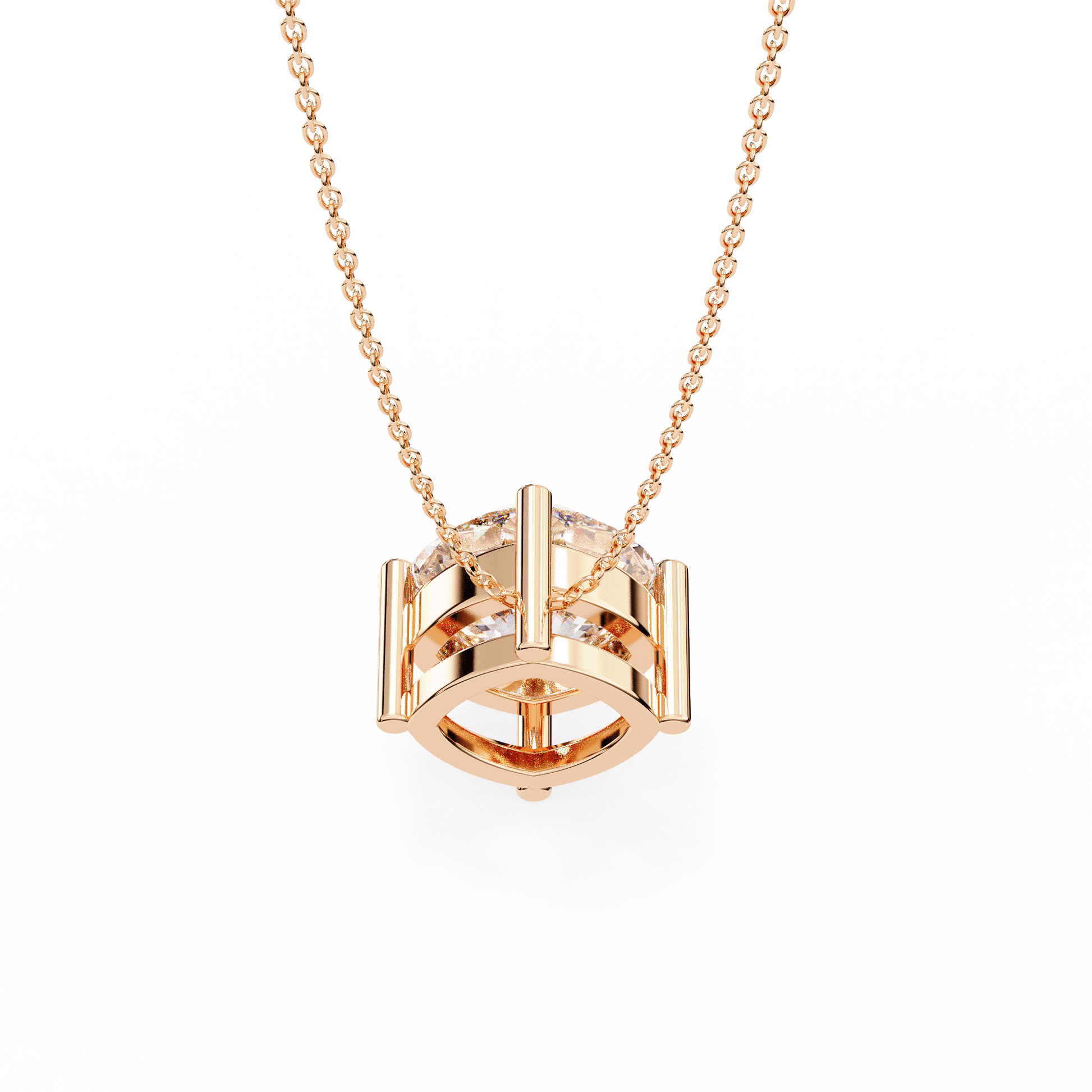 Julia Basket Set Cushion Solitaire Pendant by Carat House Dubai featuring a sparkling cushion-cut gemstone and elegant basket setting.