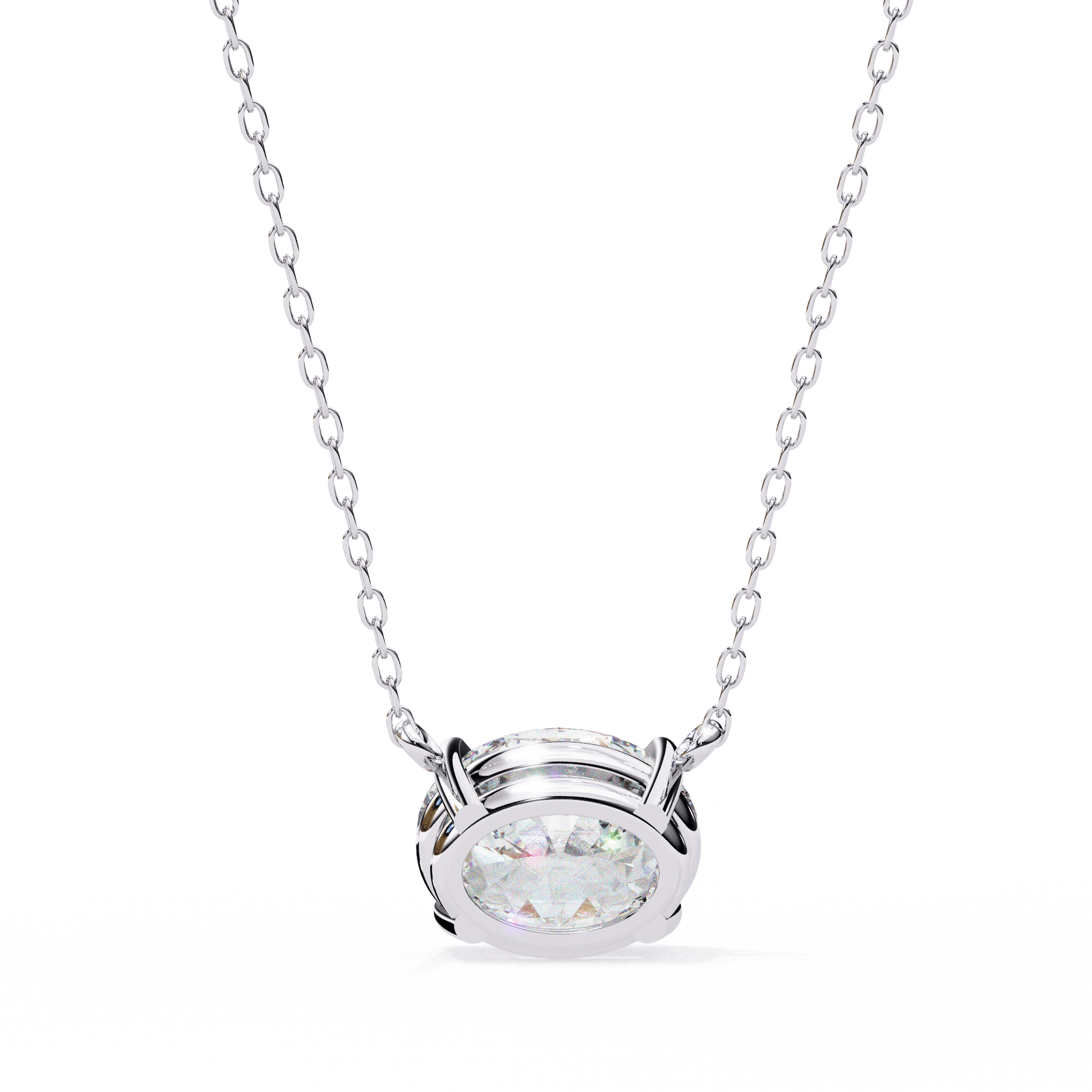 East West oval-cut solitaire pendant named Katie by Carat House Dubai, featuring a sparkling gemstone on a delicate chain.
