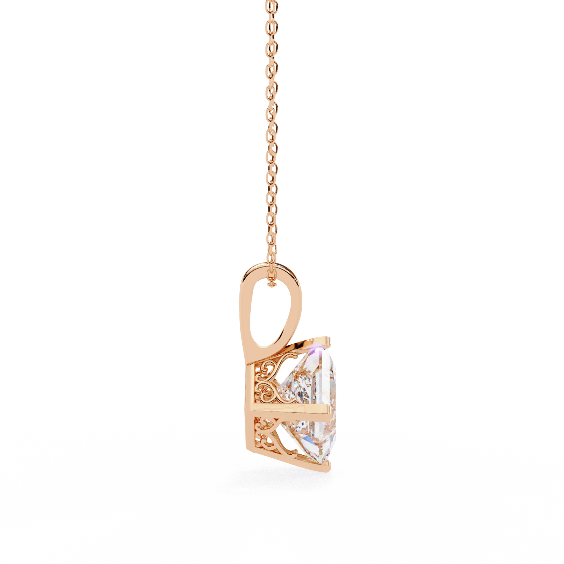 Kendra Princess-Cut Solitaire Pendant by Carat House Dubai featuring a sparkling princess-cut gemstone on a delicate chain