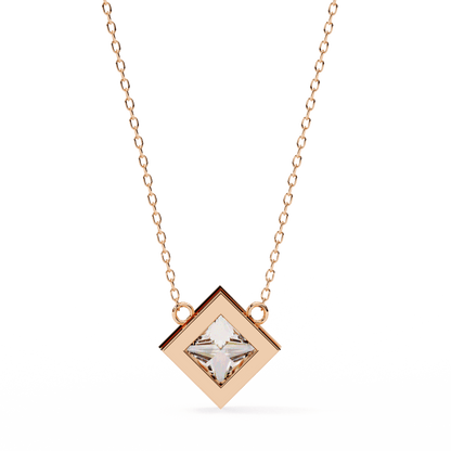 Kelly – Bezel Set Princess-Cut Diamond Solitaire Necklace