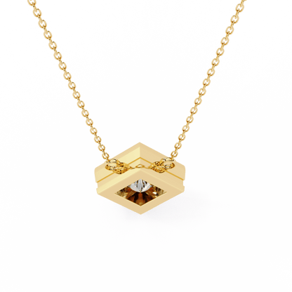 Kelly – Bezel Set Princess-Cut Diamond Solitaire Necklace