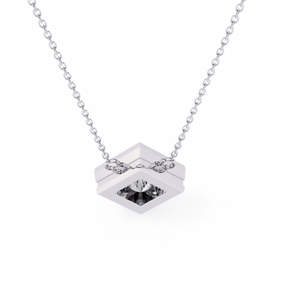 Kelly – Bezel Set Princess-Cut Diamond Solitaire Necklace