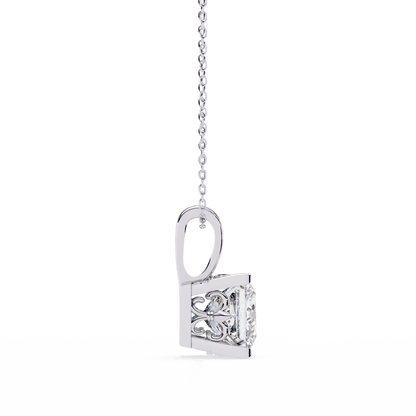 Krista – Princess-Cut Solitaire Pendant with Filigree Basket