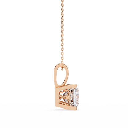 Krista – Princess-Cut Solitaire Pendant with Filigree Basket