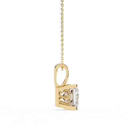 Krista – Princess-Cut Solitaire Pendant with Filigree Basket