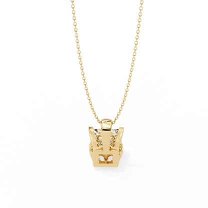 Krista – Princess-Cut Solitaire Pendant with Filigree Basket