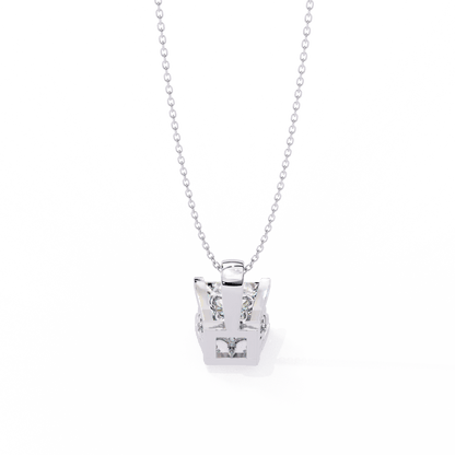 Krista – Princess-Cut Solitaire Pendant with Filigree Basket
