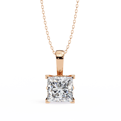 Krista – Princess-Cut Solitaire Pendant with Filigree Basket
