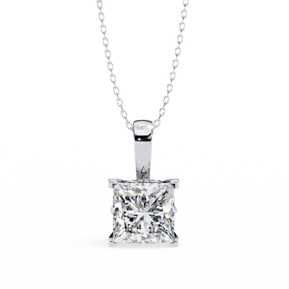 Krista – Princess-Cut Solitaire Pendant with Filigree Basket