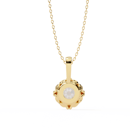 Laurie — Round Solitaire Diamond Pendant with Filigree Basket