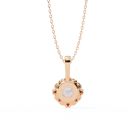 Laurie — Round Solitaire Diamond Pendant with Filigree Basket