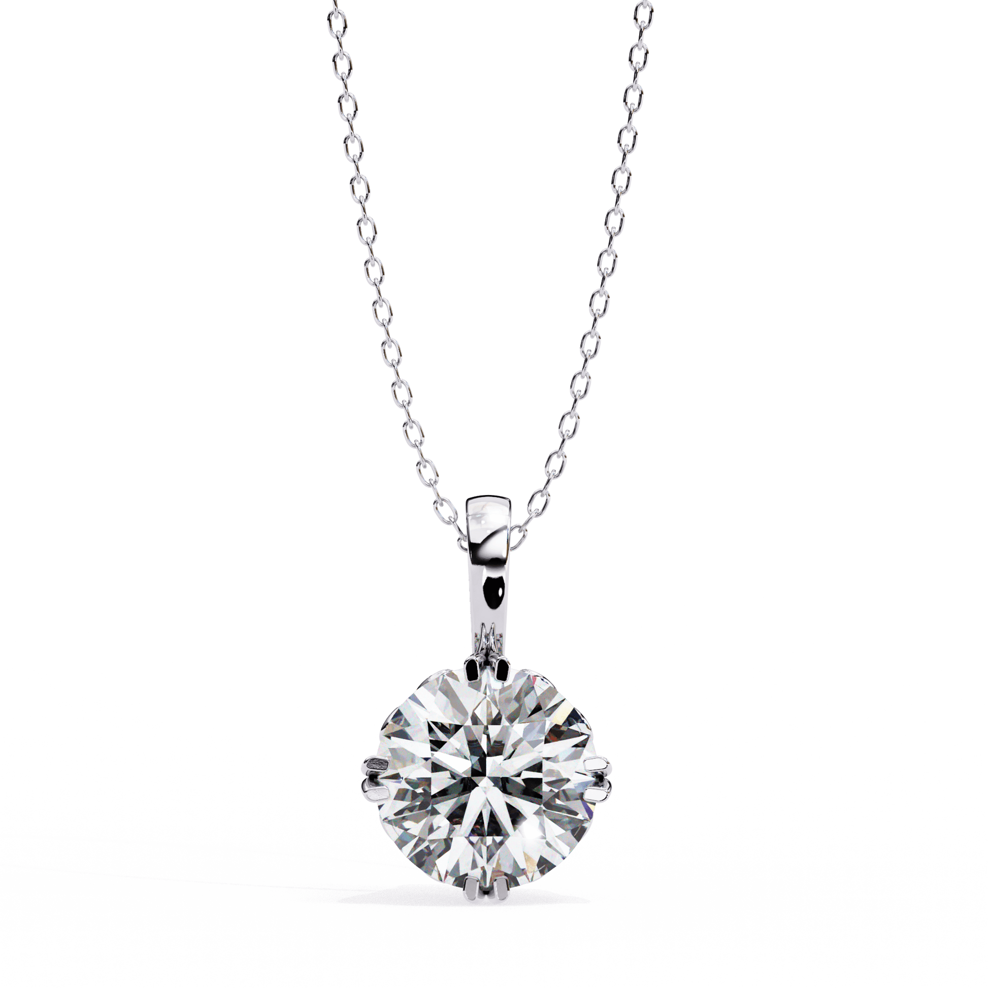 Laurie — Round Solitaire Diamond Pendant with Filigree Basket — diamond pendant necklace — lab grown diamond and natural diamond — 18k white gold — Carat House