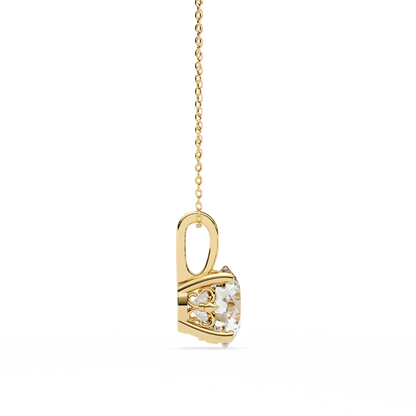Cindy– Cushion-Cut Solitaire Diamond Pendant with Filigree Basket