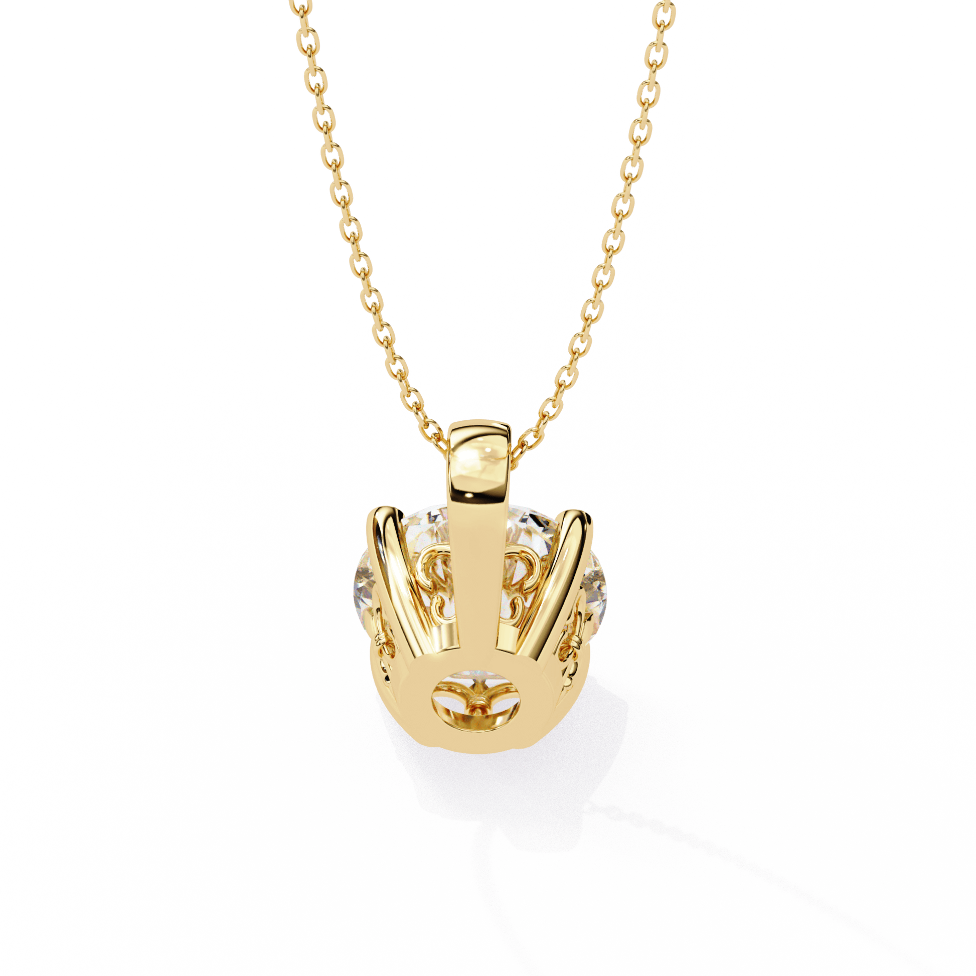 Cindy diamond pendant with cushion-cut solitaire diamond in filigree basket setting, elegant jewelry piece by Carat House Dubai