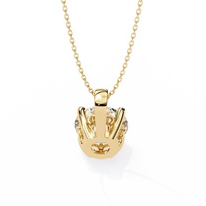 Cindy– Cushion-Cut Solitaire Diamond Pendant with Filigree Basket