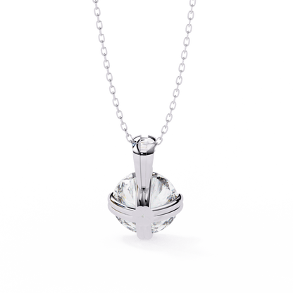 Donna – Round Solitaire Pendant in Compass Double Prong Setting