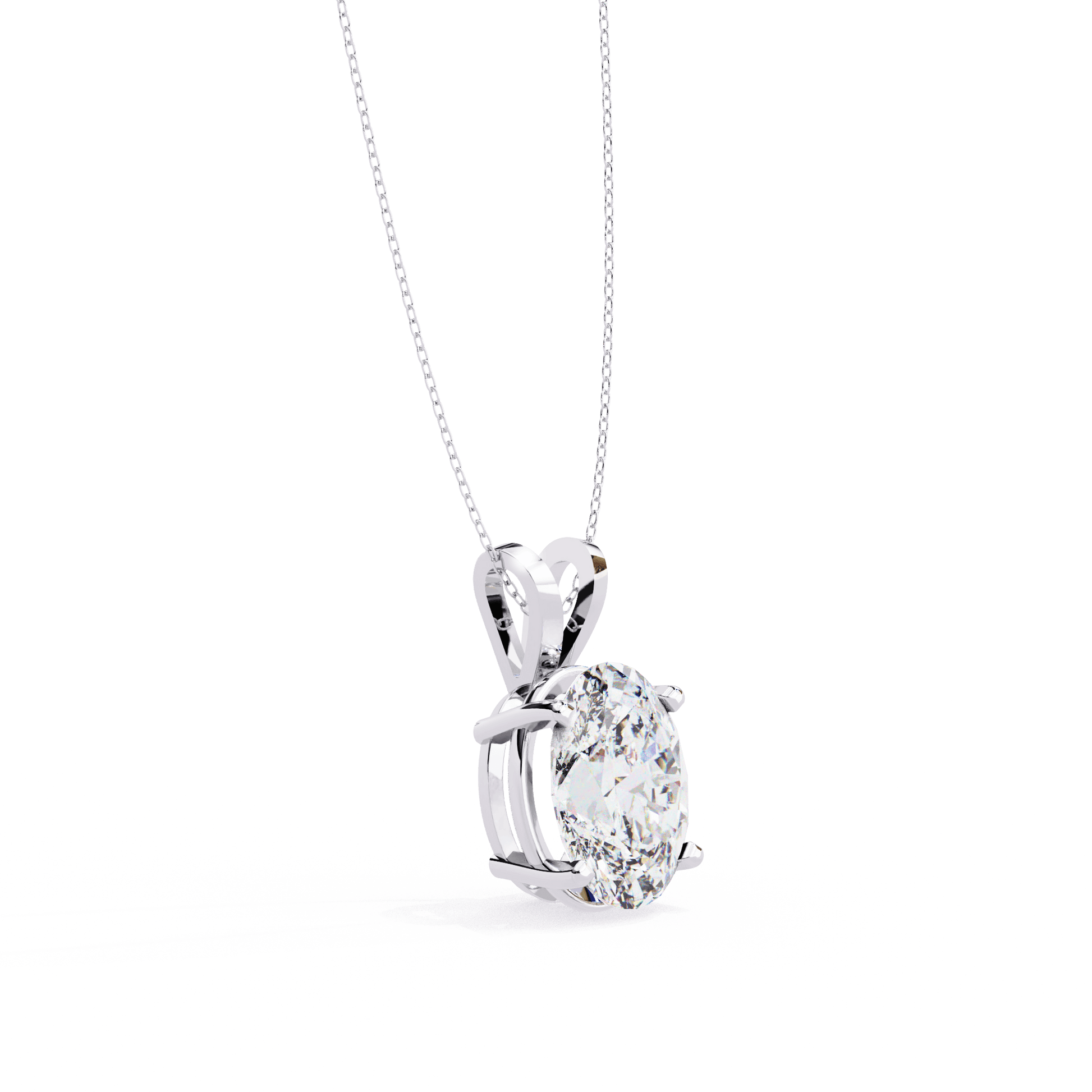 Oval-cut solitaire diamond pendant from Carat House Dubai featuring a sleek, elegant design on a delicate chain.